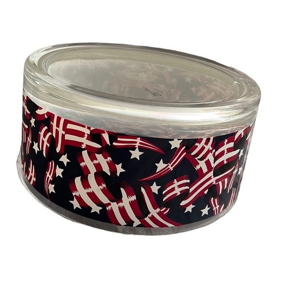 Patriot Large serving bowl. On the  outside Blue red white W a clear bottom. - Picture 3 of 3